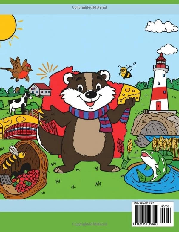 50 States Coloring-B: Wisconsin Edition - Educational Coloring Book for Kids...