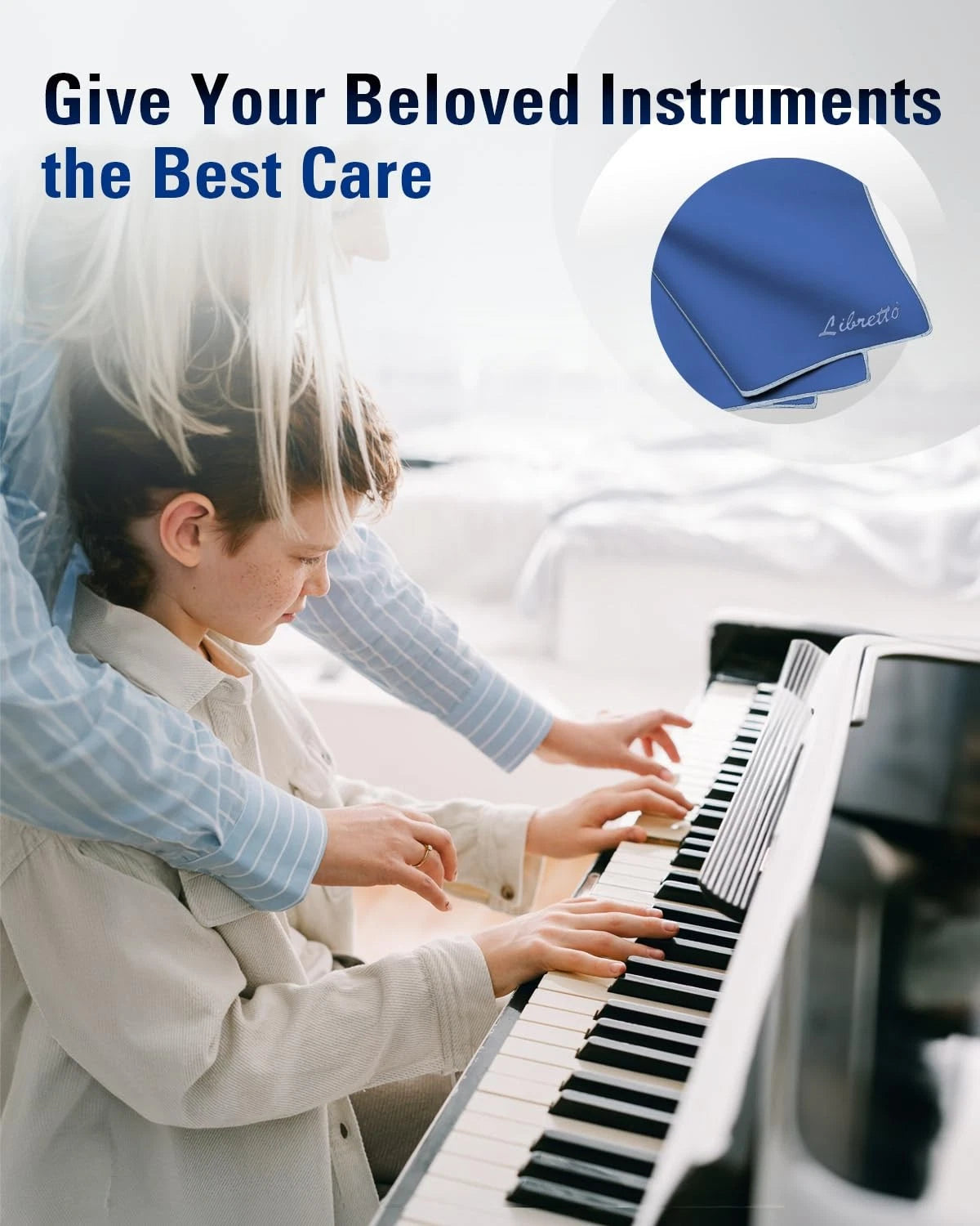 Libretto Microfiber Polish Cloth, 3 Useful Sizes in 1 Pack, Violin and blue