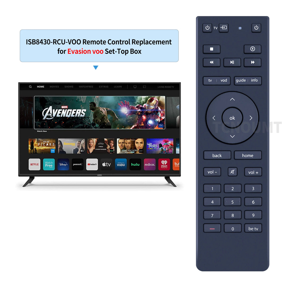 ISB8430-RCU-VOO Replacement Remote Control For Evasion Set-Top Box