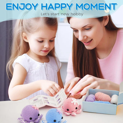 Crochet Kit for Beginners: Make 3 Cute Amigurumi Animals octopuses Family