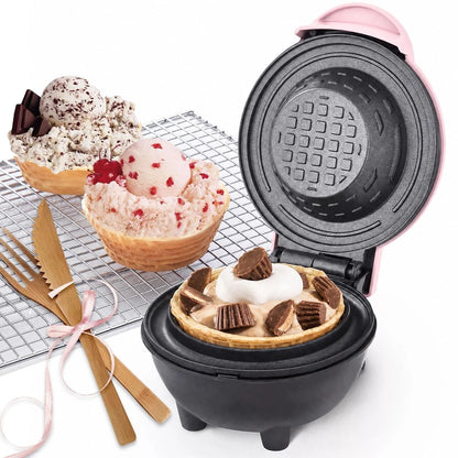 GVAKMM Mini Waffle Bowl Maker(Pink), 4'' Small Cup Machine mini, pink