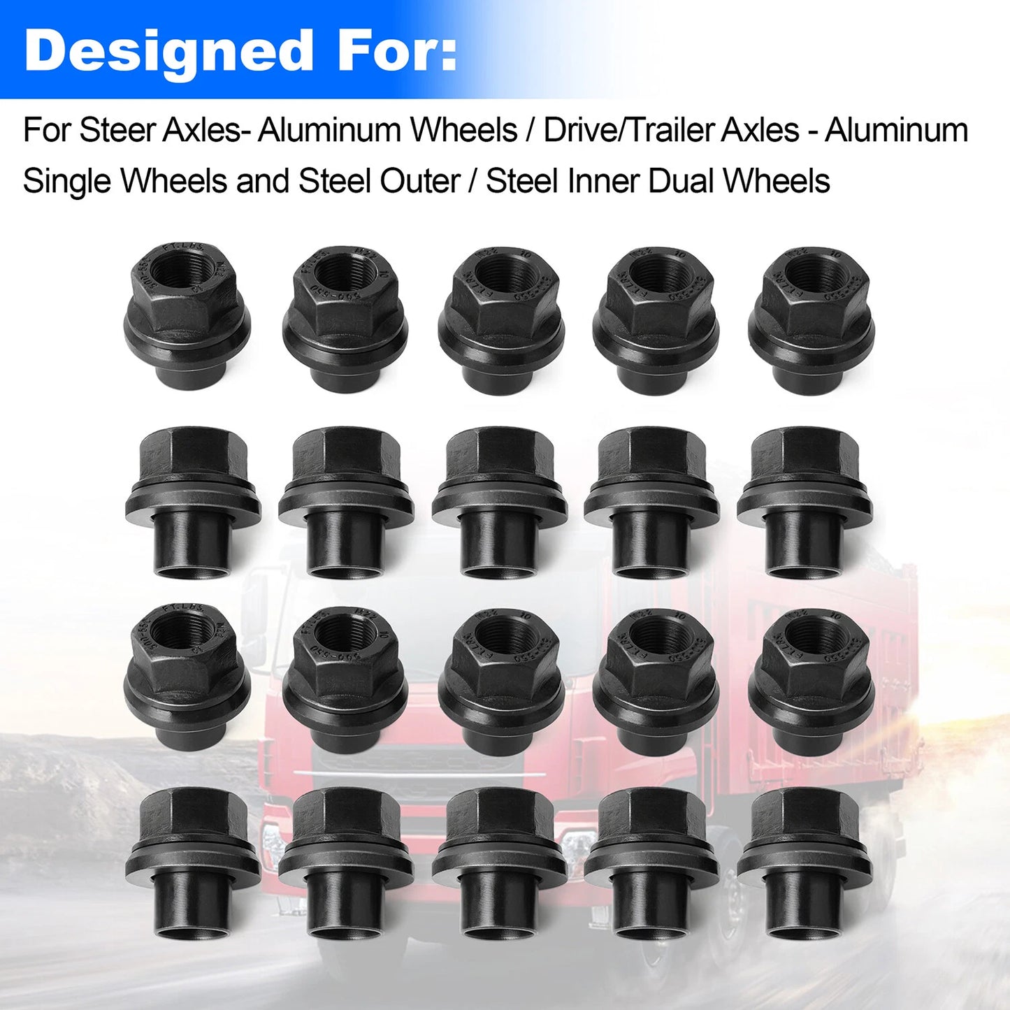 20 Pack 33mm M22x1.5 x 19mm Wheel Nuts Sleeve Nuts M22-1.5x19mm Skirt Flange