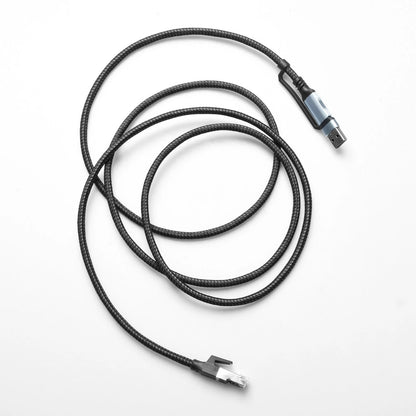 Aluminum 2-in-1 Ethernet Cable USB-A/Type-C to RJ45 100Mbps 1.8M Braided for PC