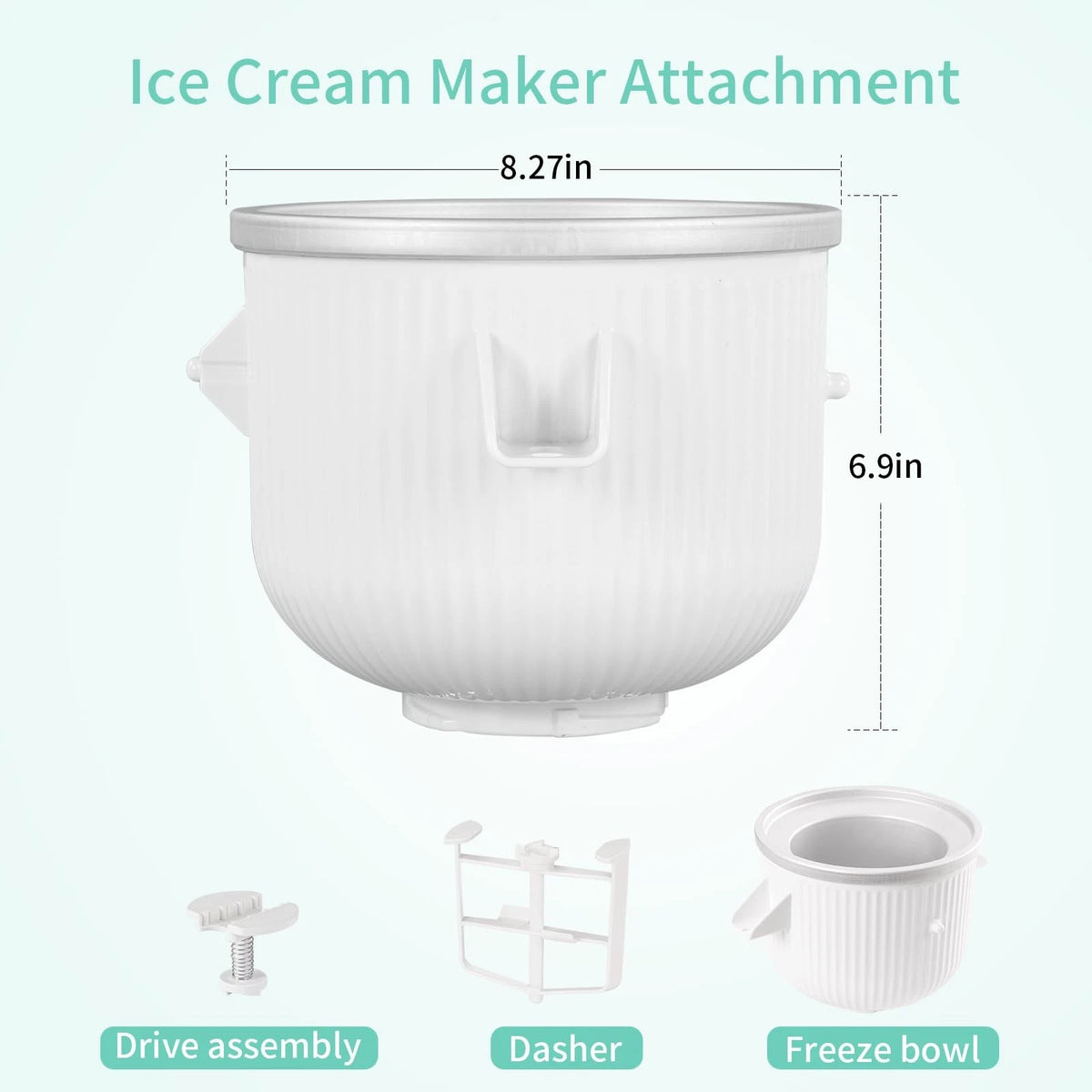 Ice Cream Attachment Compatible with KitchenAid Attachment, White