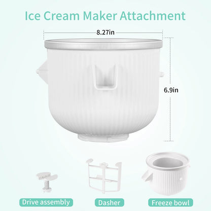Ice Cream Attachment Compatible with KitchenAid Attachment, White