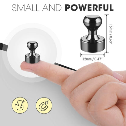 Grtard 48 Pack Black Magnetic Push Pins, Fridge Magnets for 48 Pack,