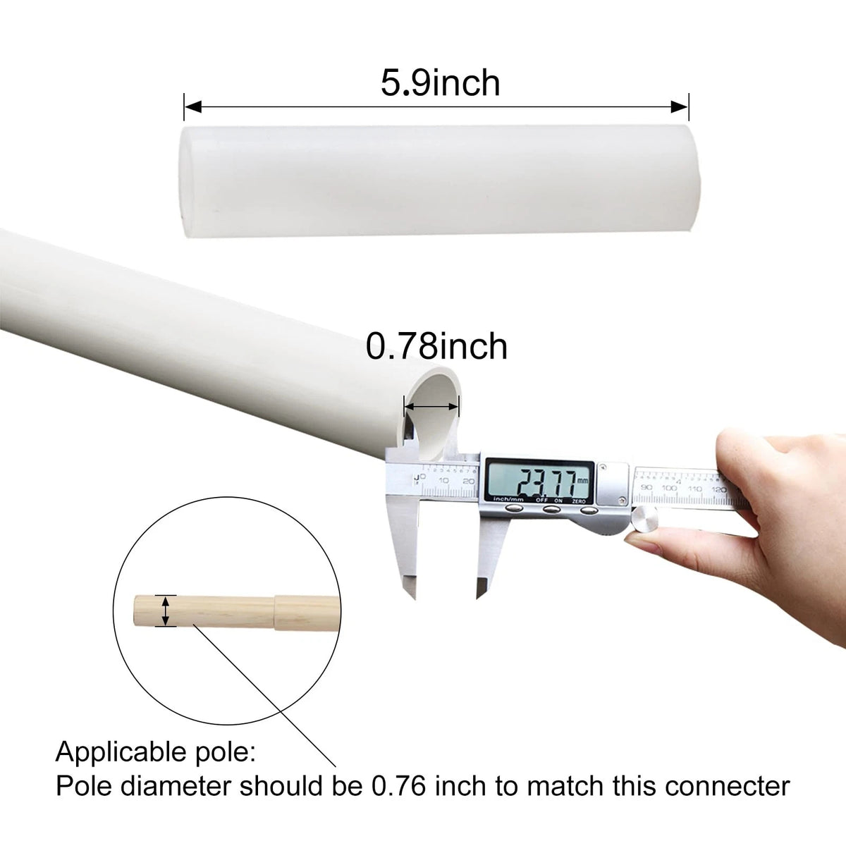GJD 3 canvas teepee pole fittings for the support, 0.78 inch, White