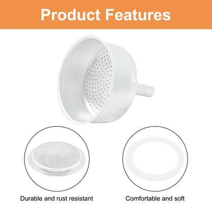 Waziaqoc 6 Cups Espresso Moka Replacement Funnel Kits, 1Pack 6 Cup, Style 2