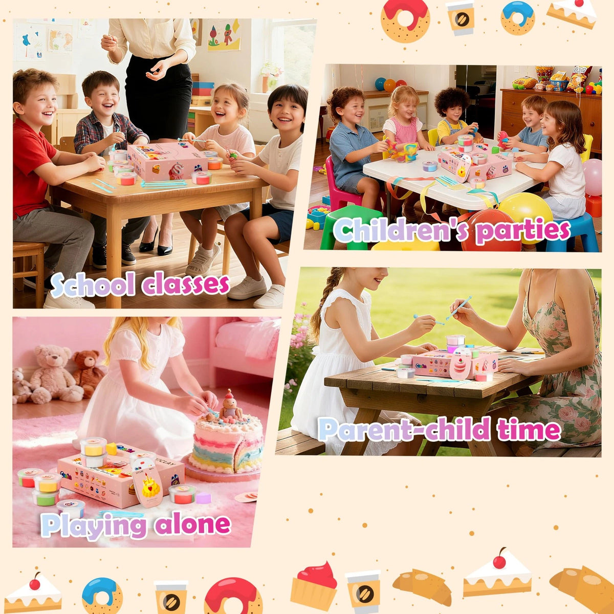 Cake Themed Air Dry Clay Kit for Kids - 12 Boxes Ultra Light Model Theme