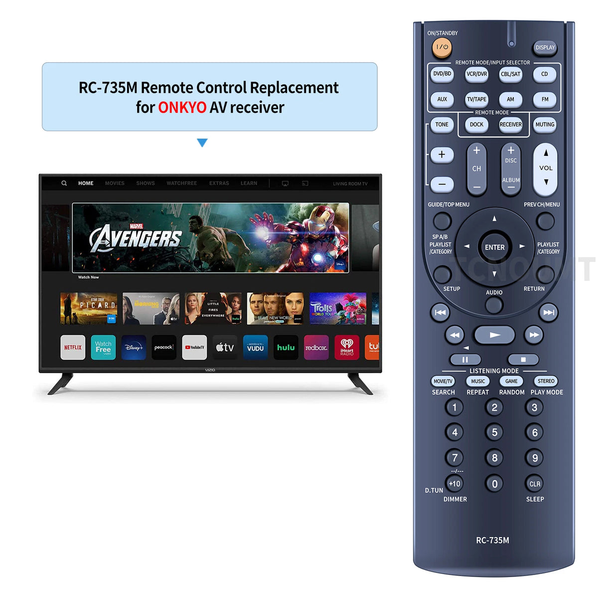 RC-735M Remote Control For Onkyo AV Receiver HT-R370 HT-S3200 TX-SR307