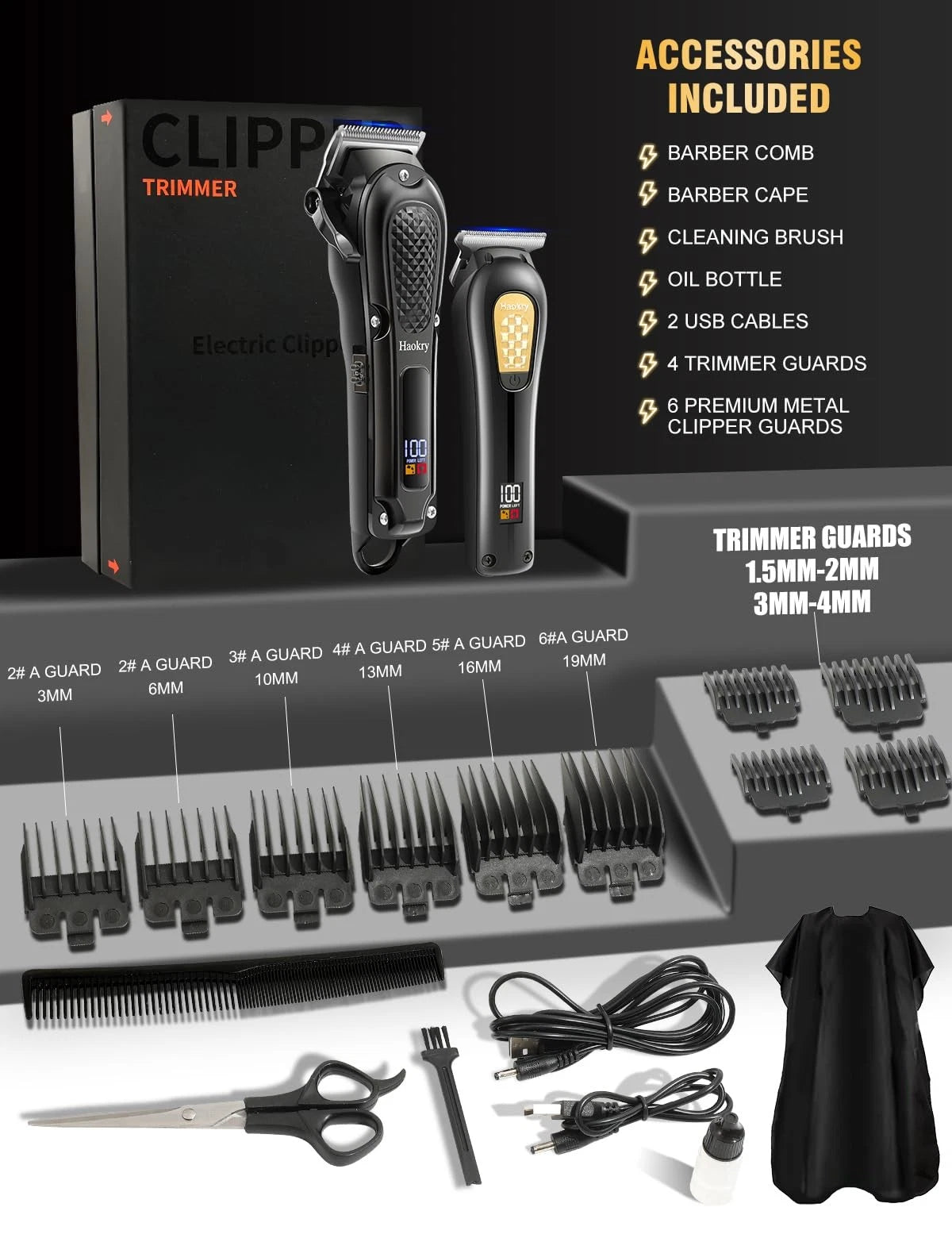 Haokry Hair Clippers & Trimmer for Men,Professional Barber and Black