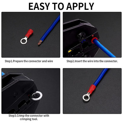 102 Pcs Disconnect Electrical O Ring Crimp Terminals Black, blue, red, yellow