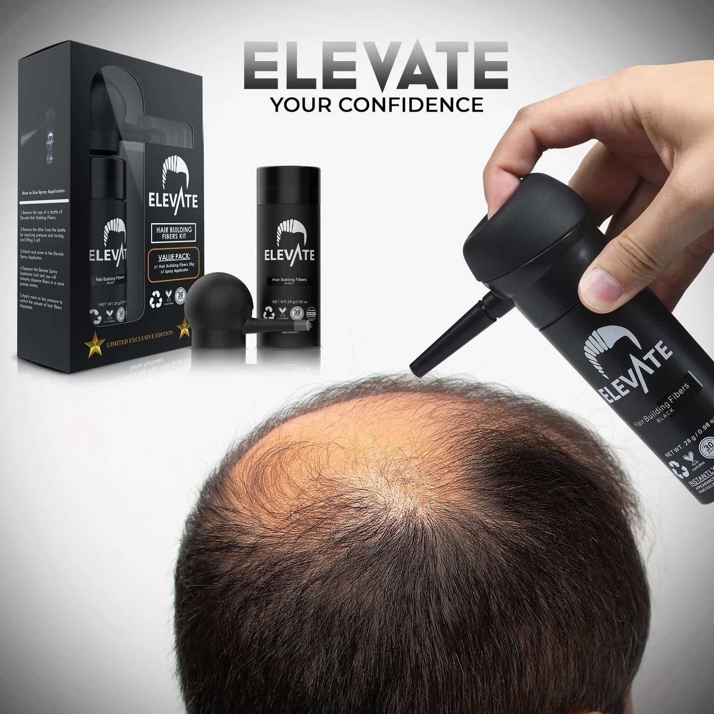 ELEVATE Hair Perfecting 2-in-1 Kit | Set Includes Natural 2 Piece Set, Black