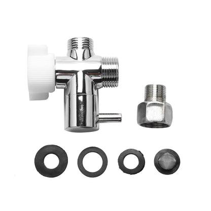 Single Lever 3-Way T Adapter Valve 90° Control for Cloth Diaper Sprayer Silver