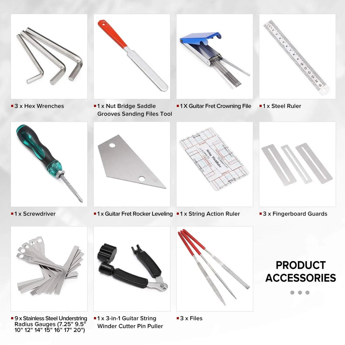 MIFOGE 25Pcs Guitar Repairing Tools Kit Setup with Carry Bag 7.9",
