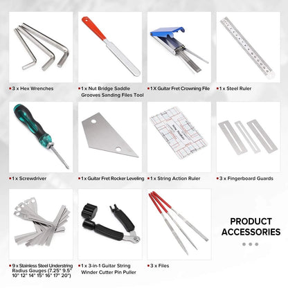 MIFOGE 25Pcs Guitar Repairing Tools Kit Setup with Carry Bag 7.9",