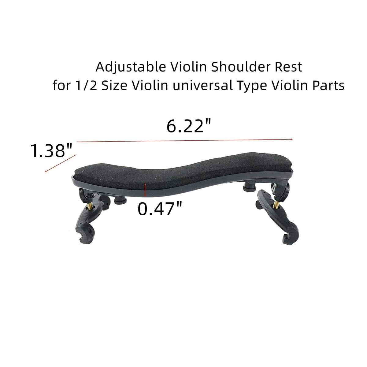 Dahszhi Adjustable Violin Shoulder Rest for 1/2 Size For 1/2, Black