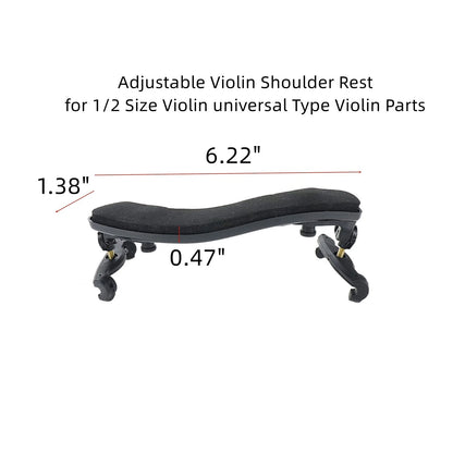 Dahszhi Adjustable Violin Shoulder Rest for 1/2 Size For 1/2, Black