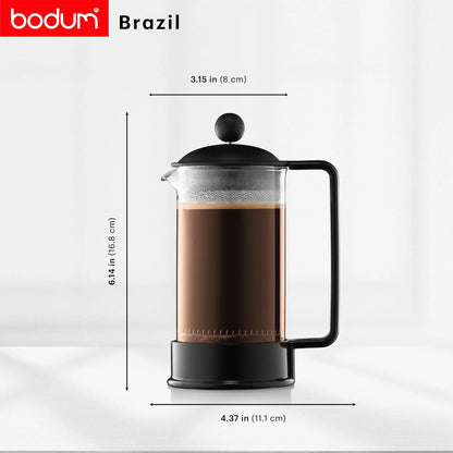 Bodum 12oz Brazil French Press Coffee Maker, High-Heat 12oz, Black