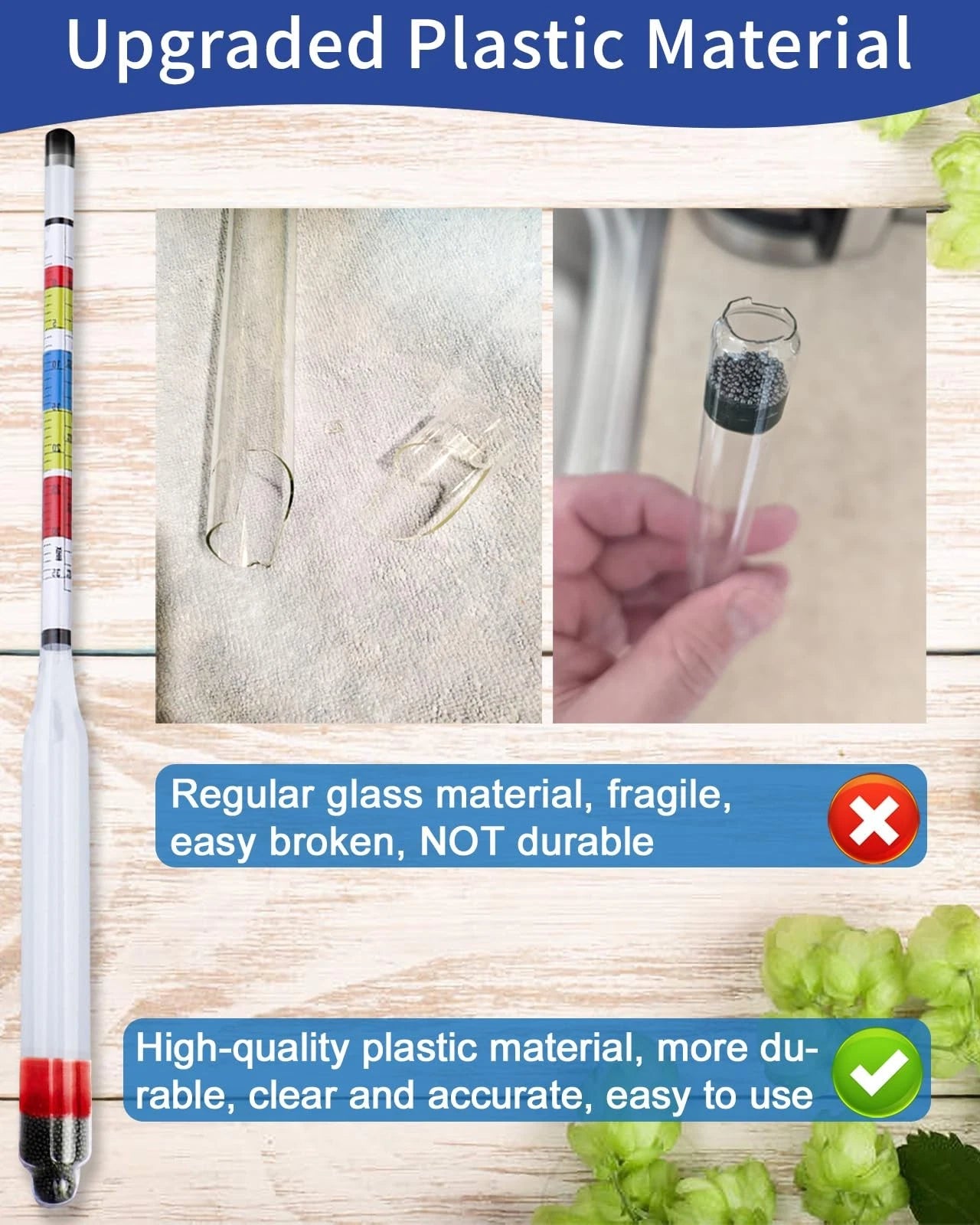CIMALAB Triple Scale Hydrometer, Plastic Hydrometer with Glass Test Jar