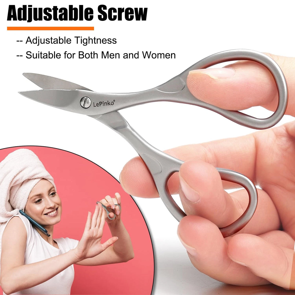 LePinko Professional Nail Scissors Kit, Micro-serrations Blades, Both for...