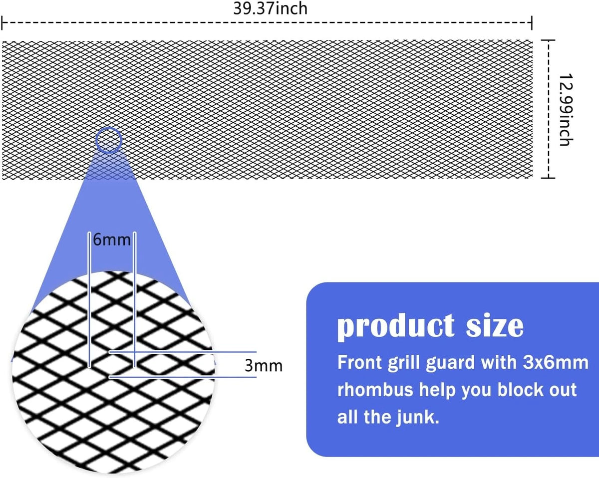 Trimmable Car Grill Mesh,Aluminum Alloy Automotive Grilles,Universal Black
