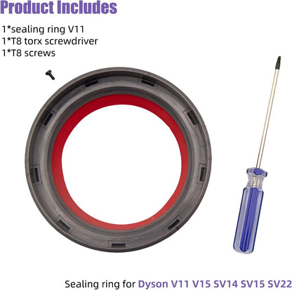 Dust Bin Top Fixed Sealing Ring for V11 V15 SV14 SV15 SV22, red & gray