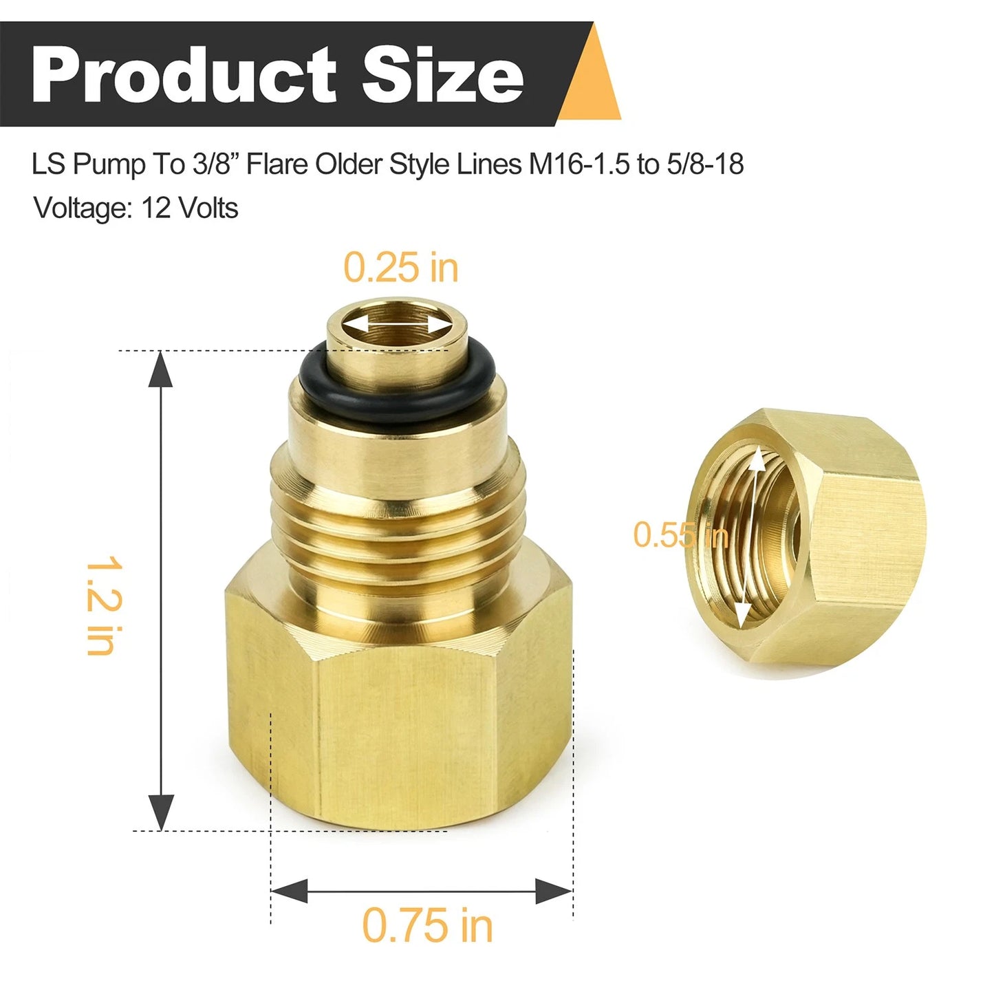 LS1 Engine Swap Conversion 3/8 Flare Power Steering Brass Adapter Fitting