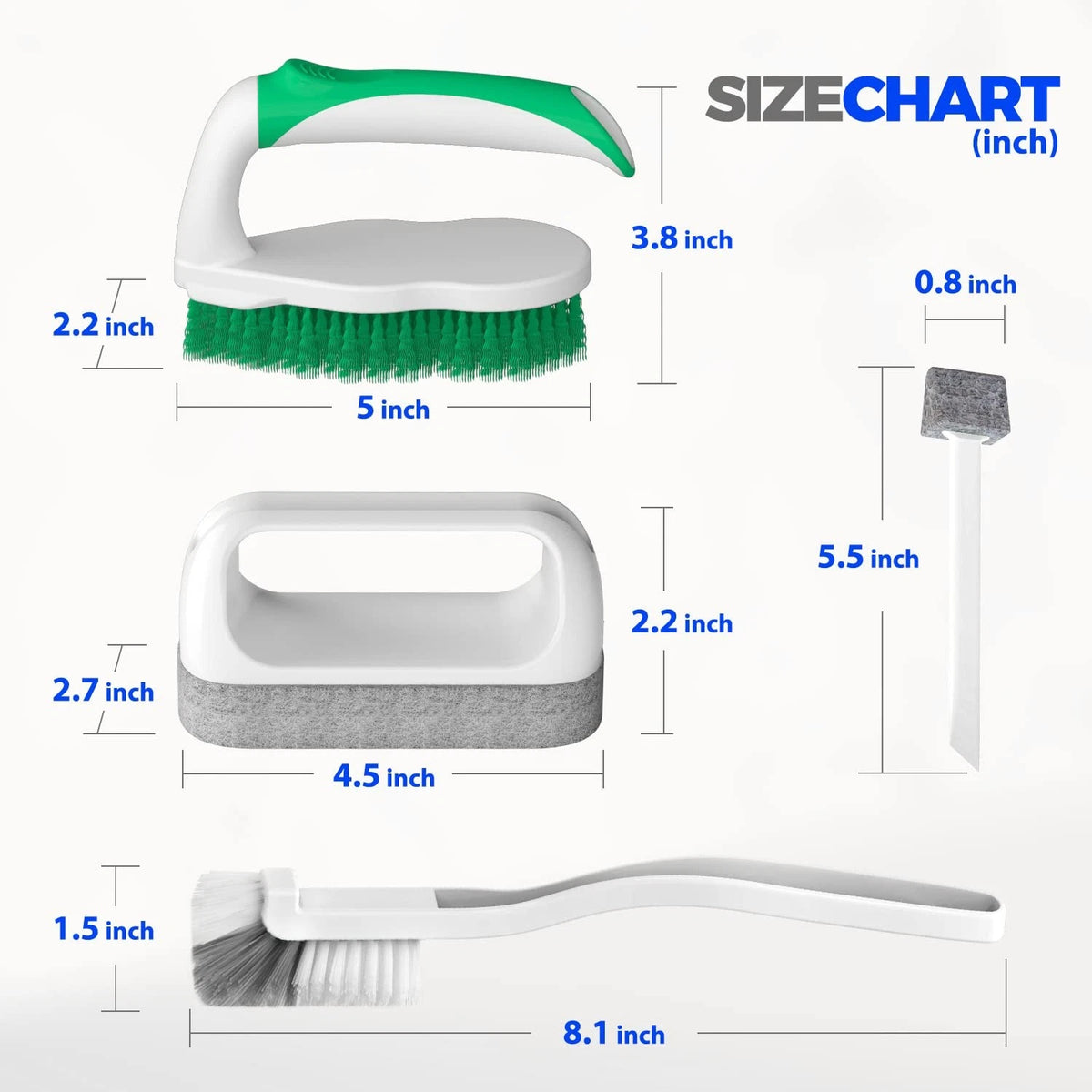 Holikme 7 Pack Cleaning Brush Scrub Kitchen 5 Piece Set, Green