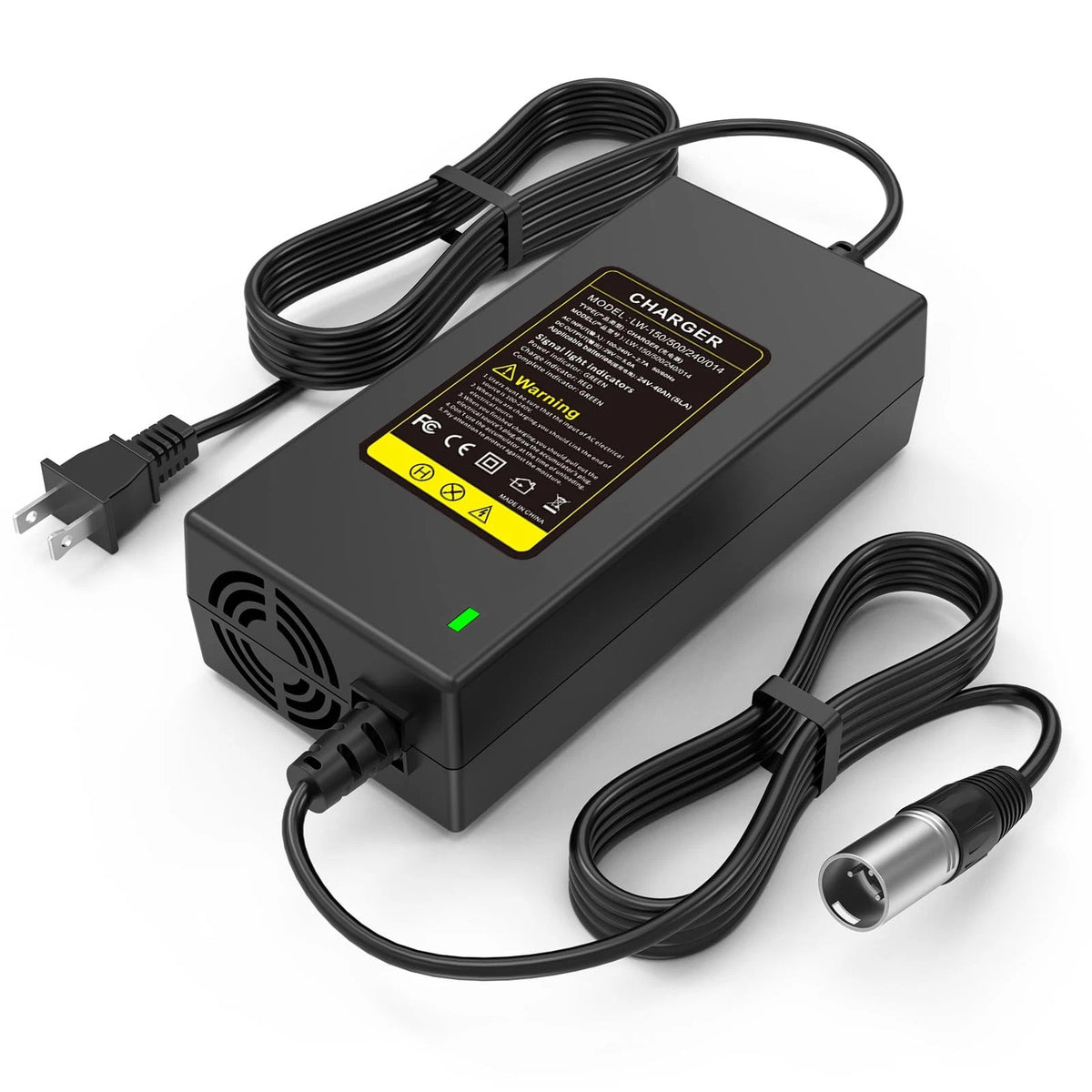 24V 5A 3-Pin Male XLR Connector Battery Charger for Lakematic, Pride Black