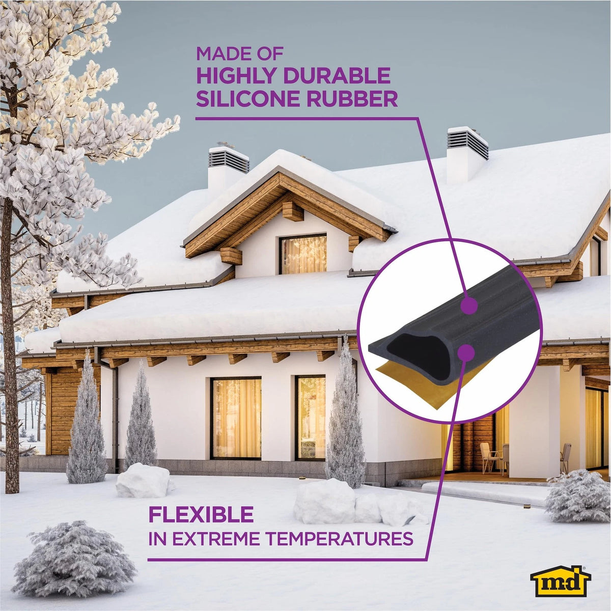 M-D Building Products 68668 Highly Durable Silicone Rubber 1/2" x 20', Black