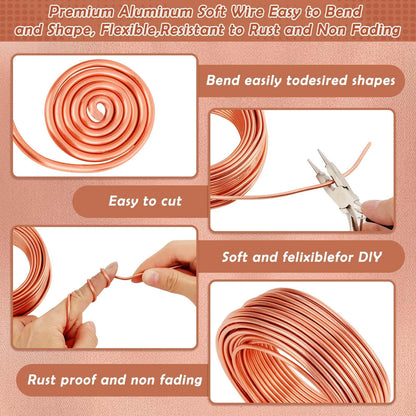 Aluminum Wire, Anezus 9 Gauge Craft Bendable Armature 9 (3 mm), Copper