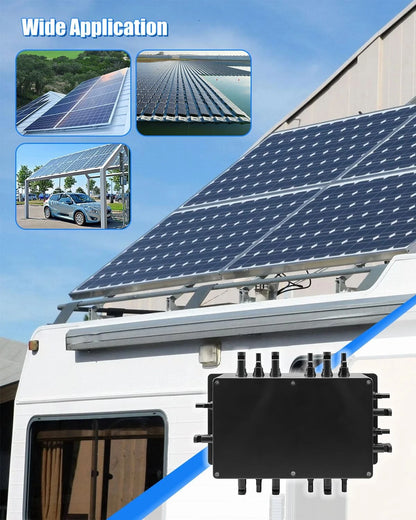 GMURA 8 String Solar PV Combiner Box, IP68 Waterproof Circuit Breaker Black
