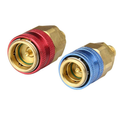 1 Pair A/C R134A Quick Coupler Adapter Car High & Low Side HVAC SAE Male Flare