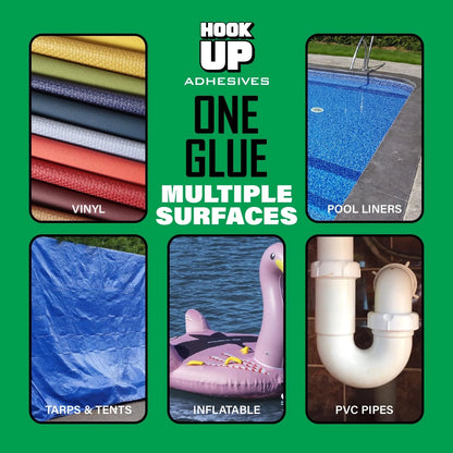 HOOK UP Vinyl Cement – Waterproof Pool Liner Repair Glue for 8 oz, Clear