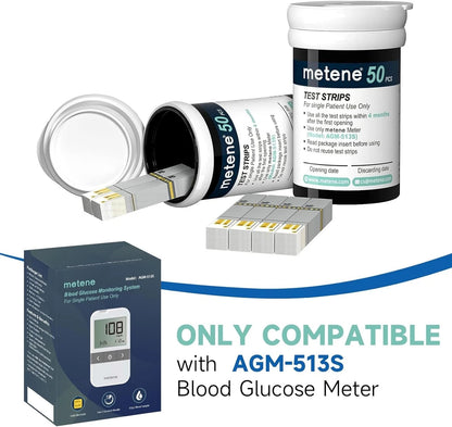 Metene AGM-513S Test Strips for Diabetes, 100 Count 100 Count(Pack of 1)