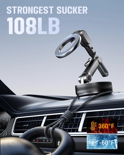 Magnetic Phone Holders for Your Car, Upgraded 360° Vacuum Car Black