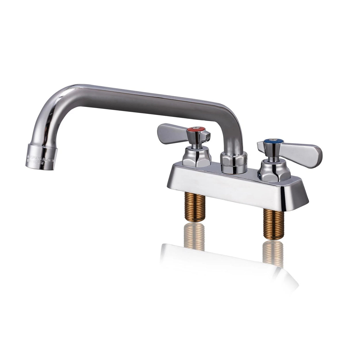 Phivan Commercial Sink Faucet 4 4" Center 10" Swivel Spout, Polished Chrome