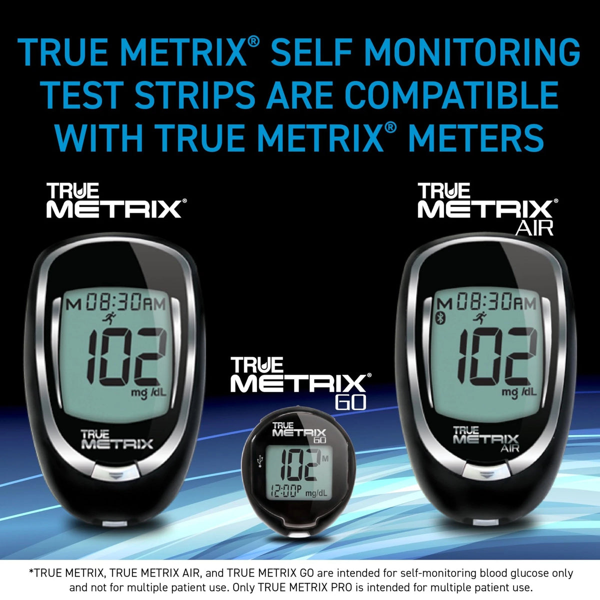 TRUE METRIX Self Monitoring Blood 100 Test Strips + 100 Lancets, Black