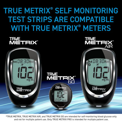 TRUE METRIX Self Monitoring Blood 100 Test Strips + 100 Lancets, Black