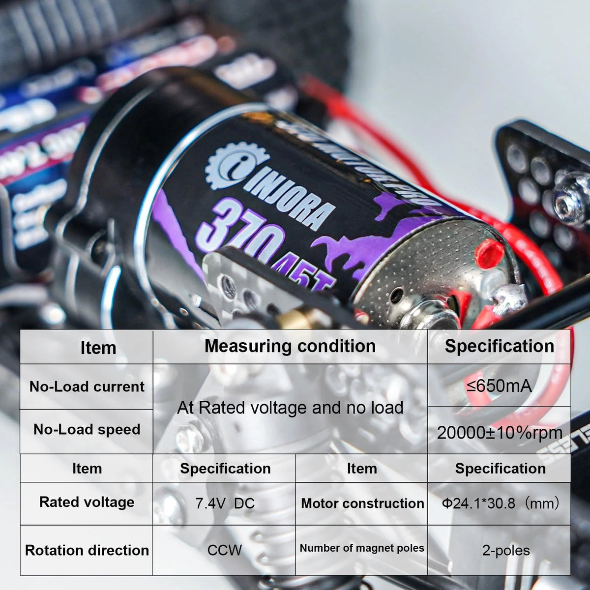 INJORA CNC Aluminum Complete Transmission with 370 Brushed Motor 45T for...
