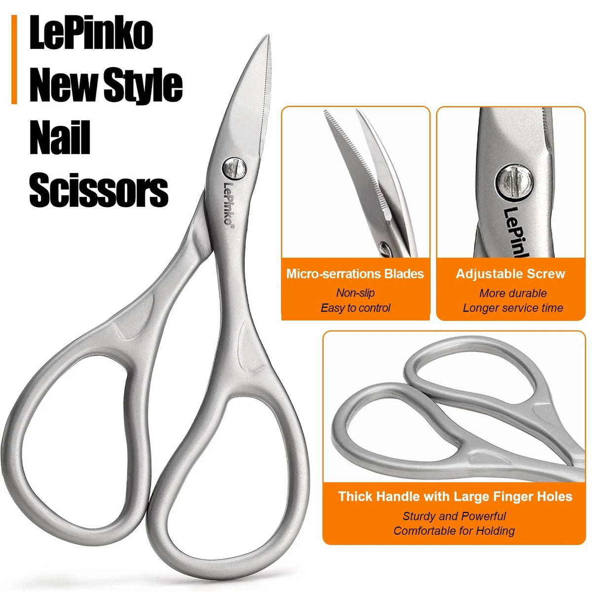 LePinko Professional Nail Scissors Kit, Micro-serrations Blades, Both for...