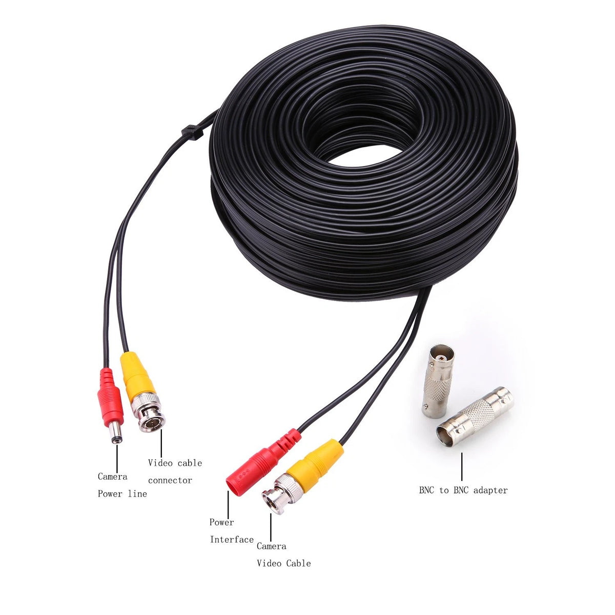 WILDHD 200ft Bnc Cable All-in-One Siamese Video and Power 200FT 1PACK, Black