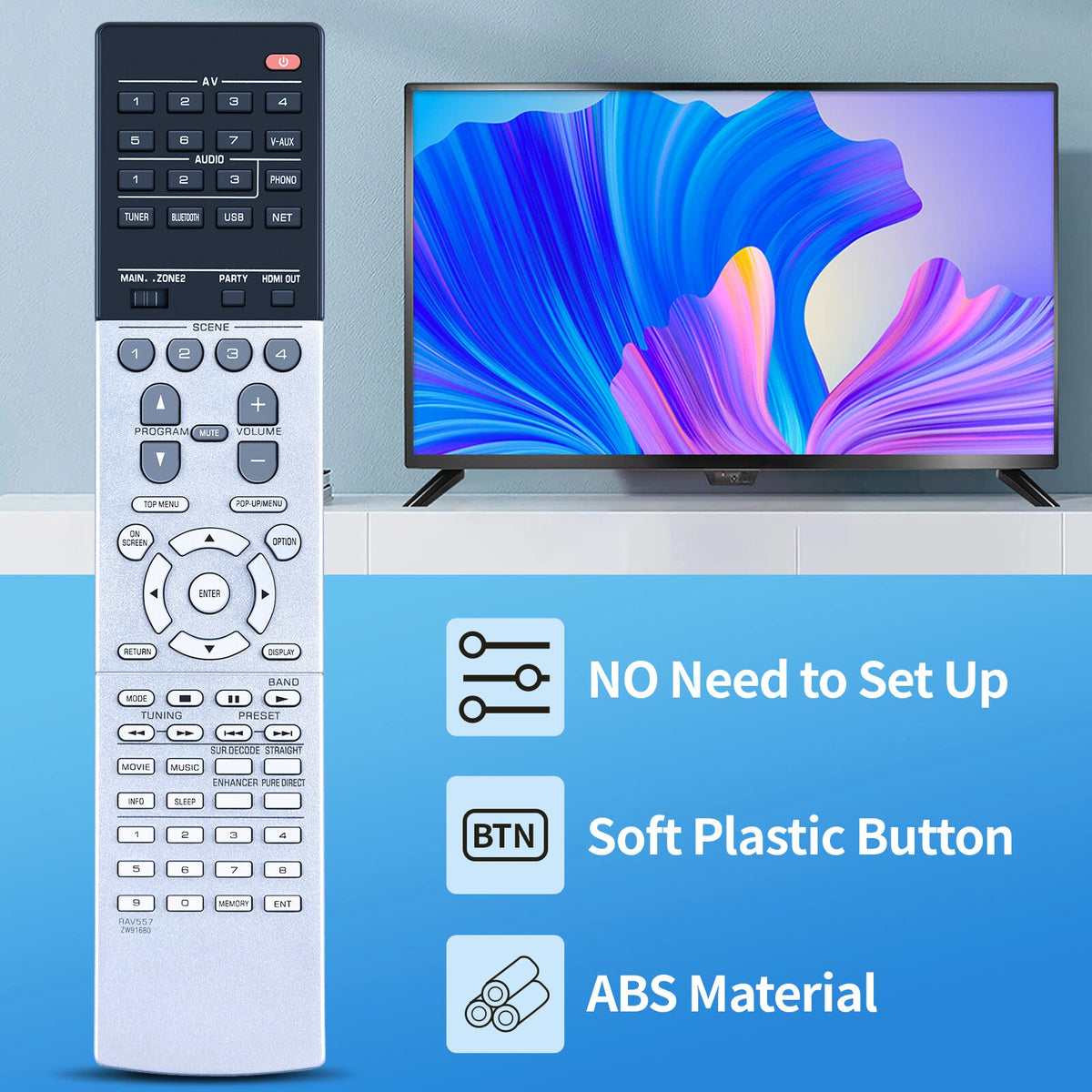 RAV557 ZW91680 Remote Control For Yamaha Audio Receiver RX-A1070 RXA1070