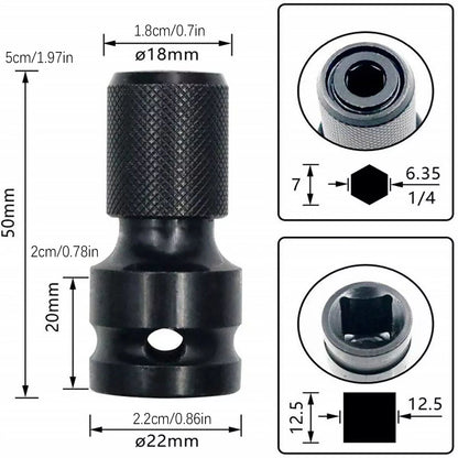 2* Hex Ratchet Socket Adapter Drive 1/2" Square To 1/4" Converter Impact Tool