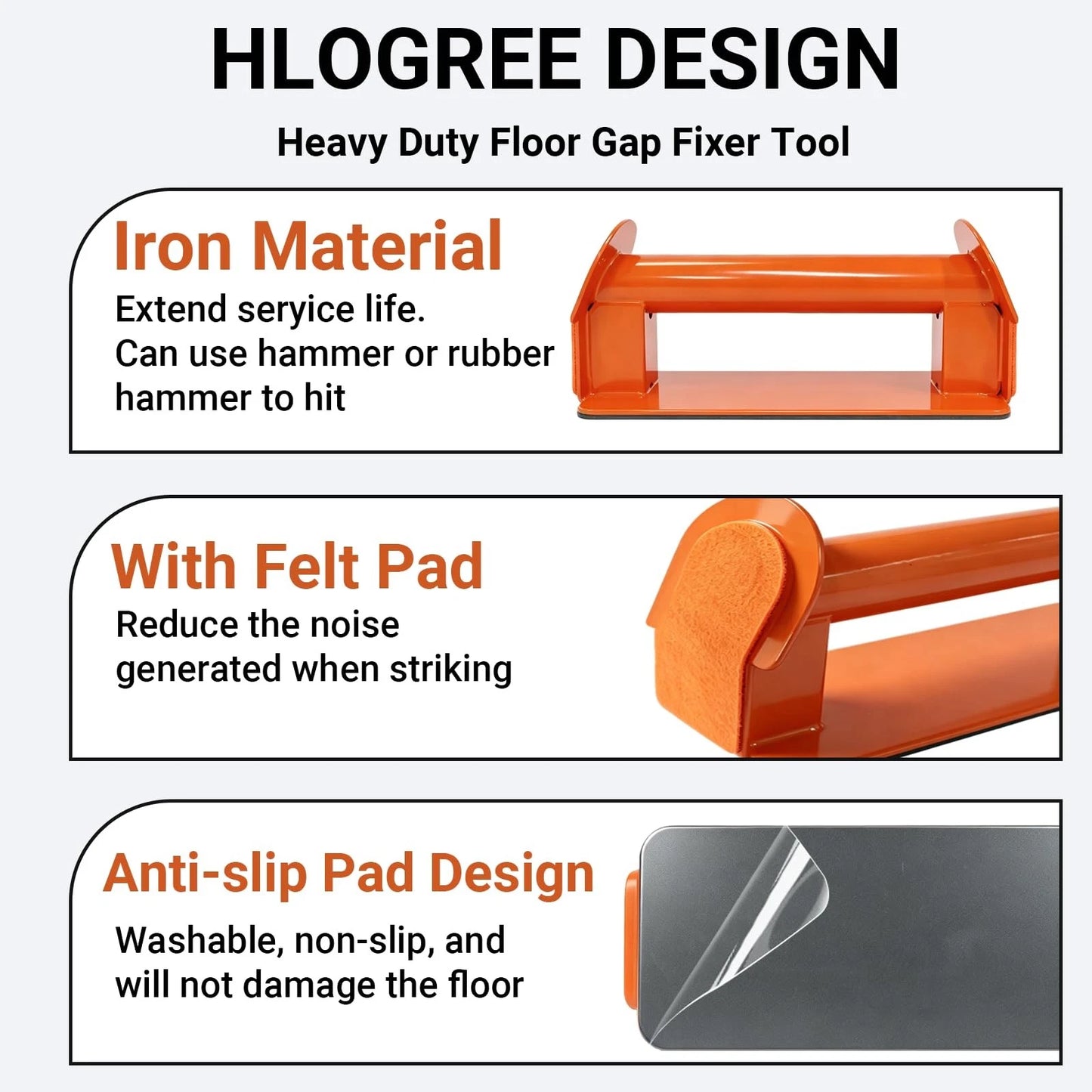 Floor Gap Fixer Tool Kit with Rubber Mallet for Laminate,Vinyl Plank, Orange