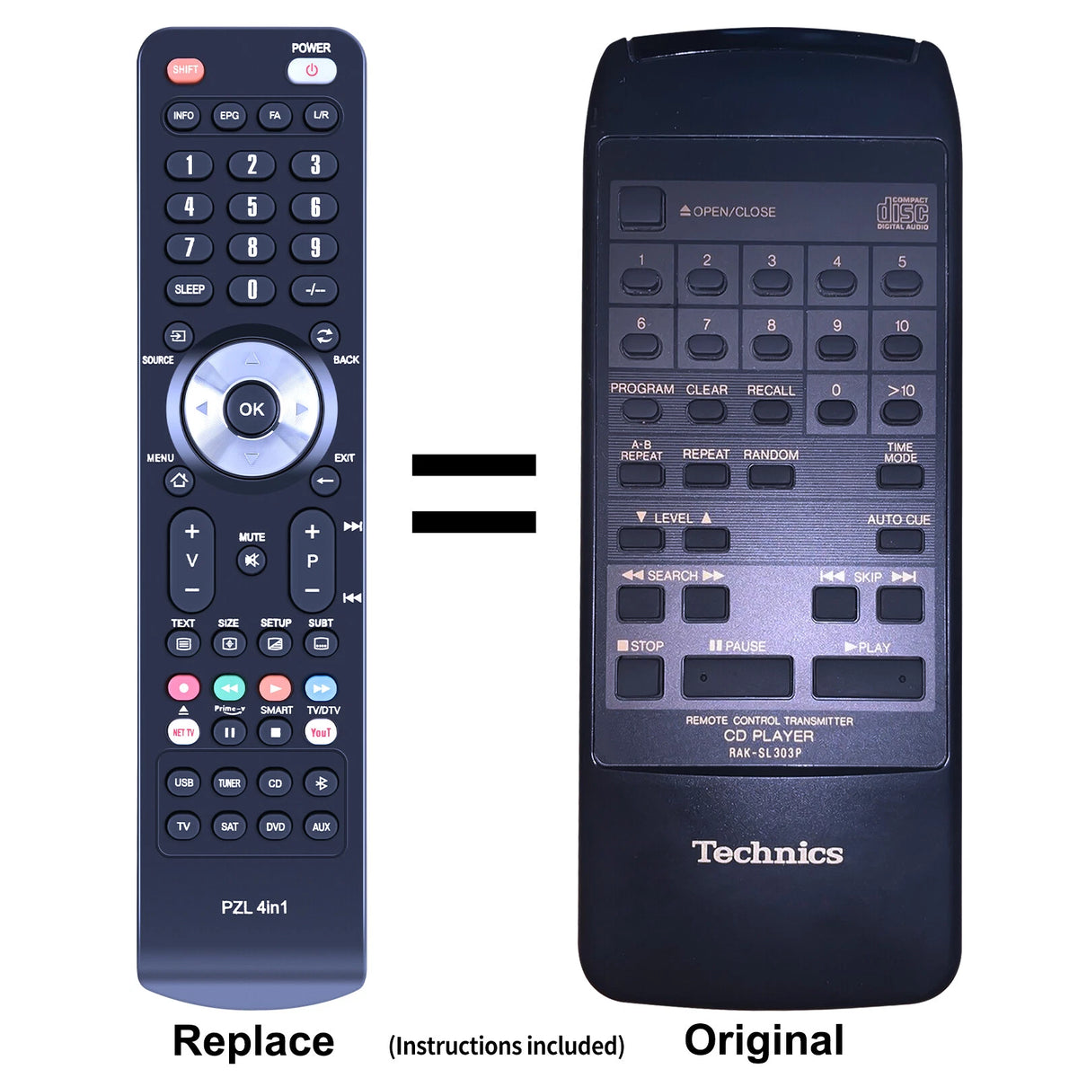 RAK-SL303P Replace Remote Control For Technics CD Player SA-G9013, SL-PG300