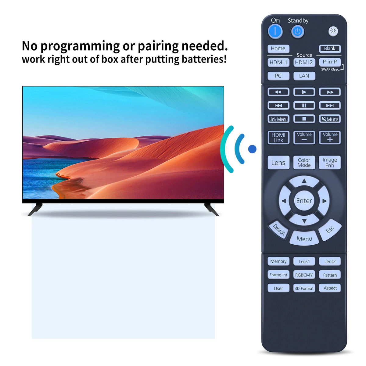 Replacement Remote Control For Epson 1656526 / 165652600 Projector