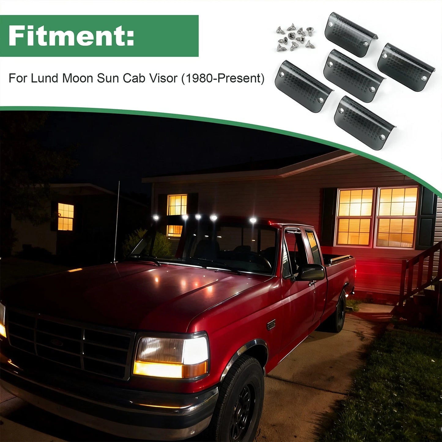 Fits Lund Cab Moon Sun Visor Replacement Light Lens Lenses Smoked -5PCS