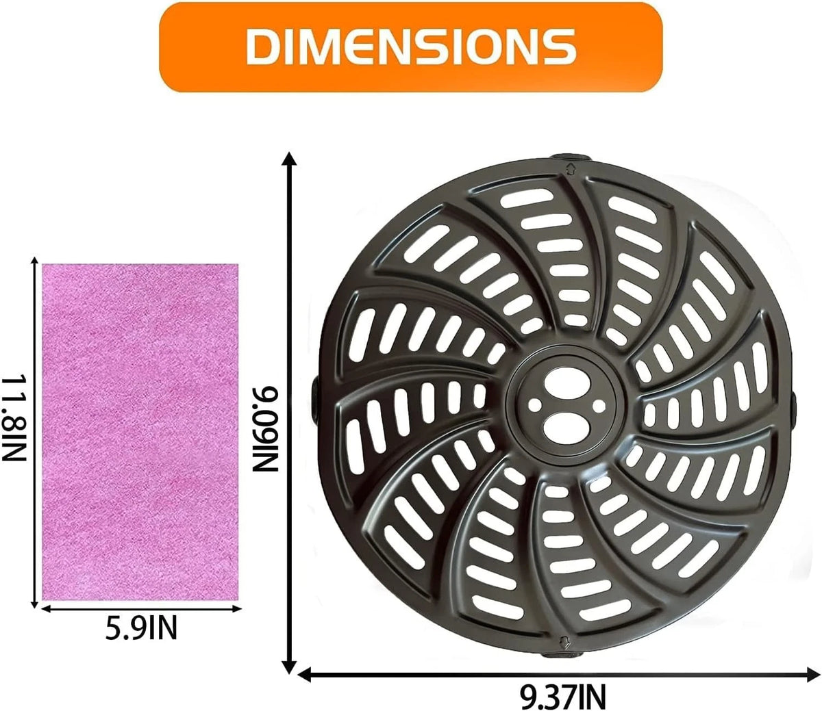 Nvkwca 6QT Air Fryer Grill Plate for Gourmia GAF698 GAF686 Middle, Black